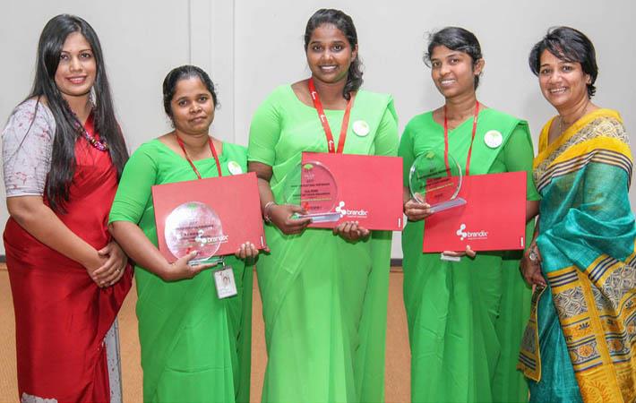 Winners of Outstanding Award for Exceptional Performance with Anusha Alles (extreme right) and Sakura Manthreerathne, P.A.C.E. specialist at Brandix; Courtesy: Brandix