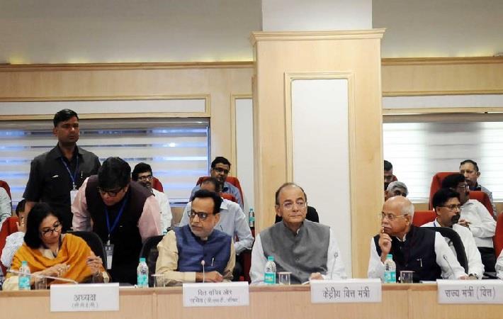 Finance minister Arun Jaitley chairing the 26th GST Council meeting in New Delhi on March 10. Courtesy: Ministry of finance