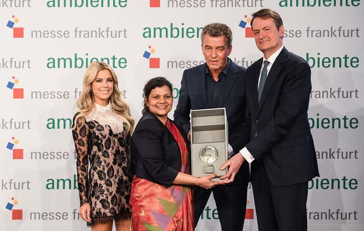 India receives the partner country globe ; Courtesy: Ambiente