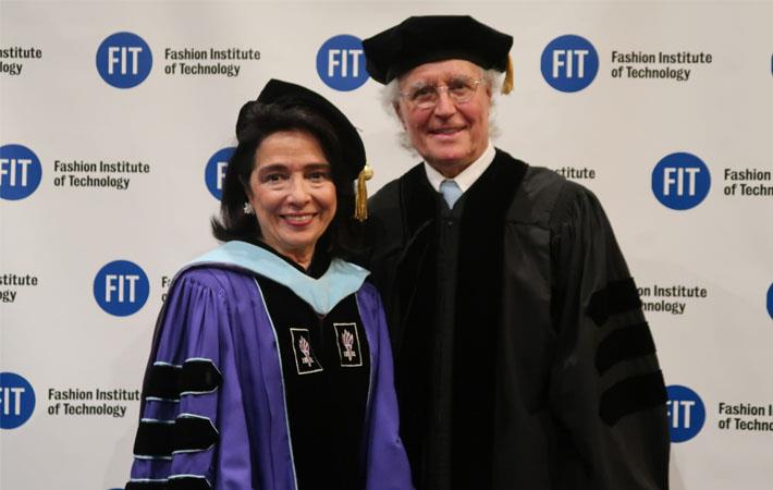 Luciano Benetton (right) with FIT president Dr. Joyce F Brown. Courtesy: FIT
