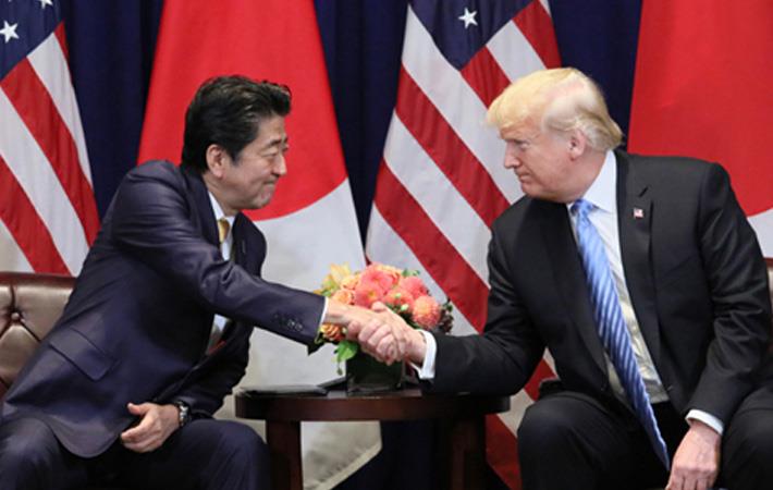 Shinzo Abe (left) with Donald Trump. Courtesy: website of Prime Minister of Japan