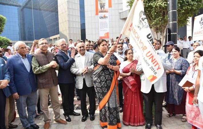 Union minister of textiles flagging of Unity March in Gurugram.