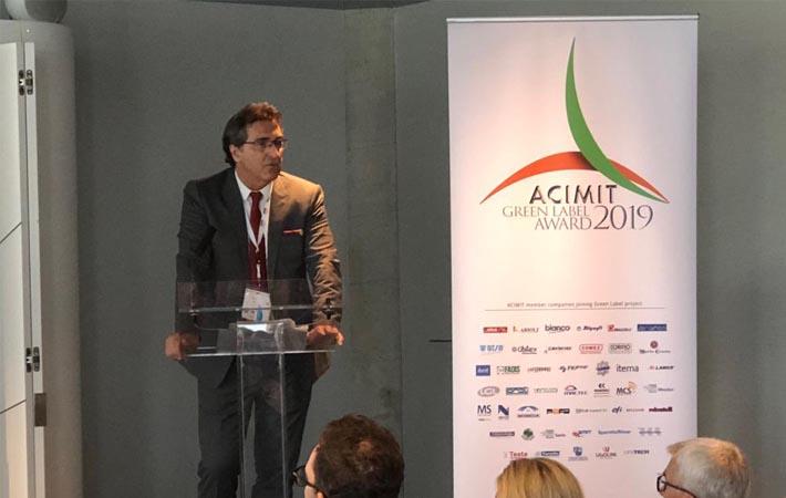 Alessando Zucchi-President of ACIMIT speaking at ACIMIT/ITA press conference at ITMA.