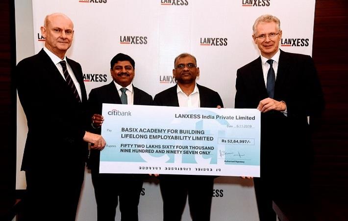 L-R: Dr. Anno Borkowsky, LANXESS AG; Neelanjan Banerjee, Vice Chairman & MD, LANXESS India, Sattaiah Devarakonda, CEO & MD of BASIX; Dr. Rainier van Roessel, LANXESS AG. Pic: LANXESS