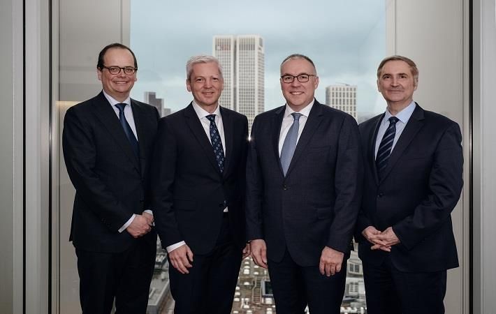 From (L-R): Jochen Franke (CFO, STOLL); Andreas Schellhammer (CEO, STOLL); Arno Gärtner (CEO, Karl Mayer), Dr. Helmut Preßl (CFO, KARL MAYER); Pic: Karl Mayer