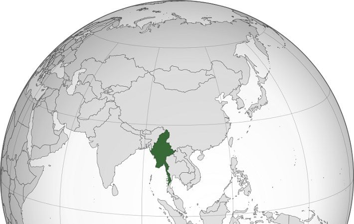 A portion of globe showing location of Myanmar in Asia. Pic: commons.wikimedia.org/ Valegos Mangenuit