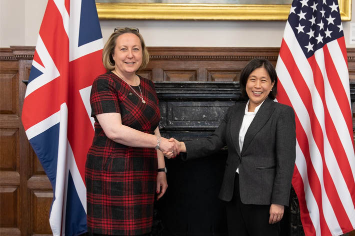 (L)UK secretary of state for international trade Anne-Marie Trevelyan and USTR ambassador Katherine Tai. Pic: Ambassador Katherine Tai/Twitter