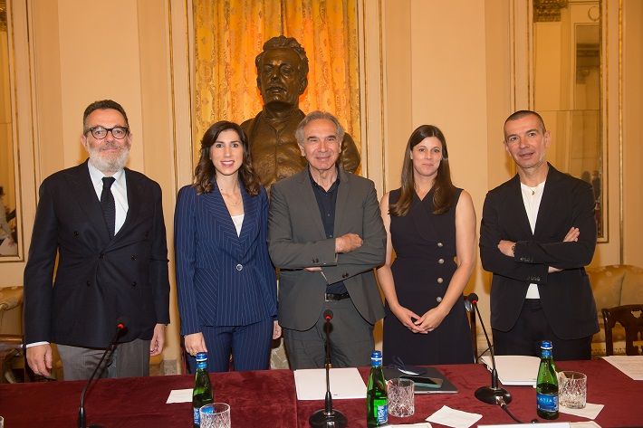 (From L-R) Simone Cipriani, Alessia Cappello, Carlo Capasa, Laura Balmond, Riccardo Vannett. Pic: Ellen MacArthur Foundation